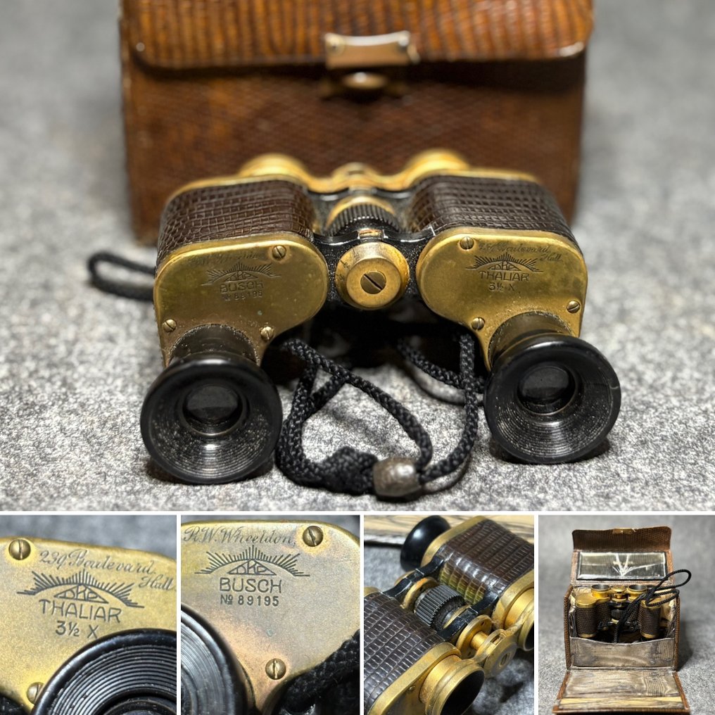 Observation binoculars - Thaliar + Original leather case - 1900-1910, 1910-1920 - Deutschland - Busch, Emil #1.0