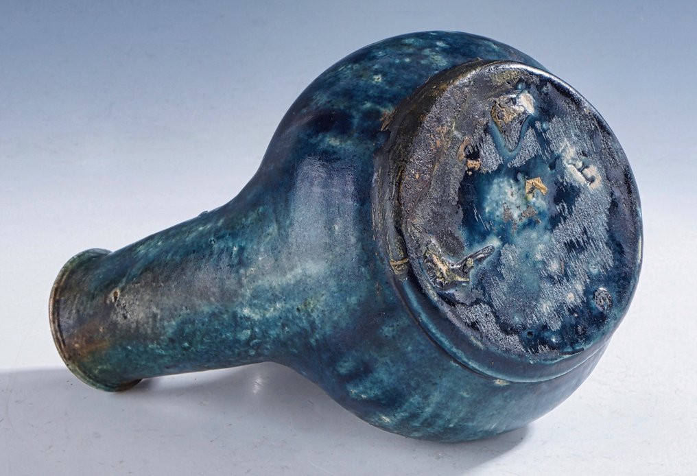 Vase -  Double spout cup with flambé reduction glaze in blue and brown, Art Nouveau early Art Deco • Marked  - Ceramic #4.3