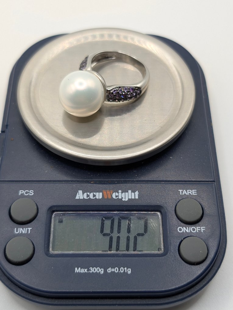 Sans prix de réserve - Bague Argent Perle - Zircon #4.3