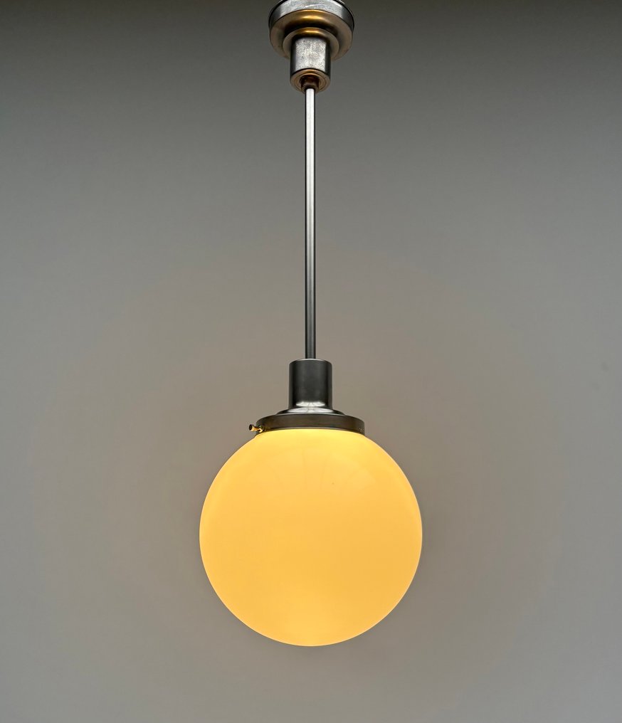 Φωτιστικό οροφής - Επινικελωμένος ορείχαλκος, Γυαλί οπαλίνης #1.0