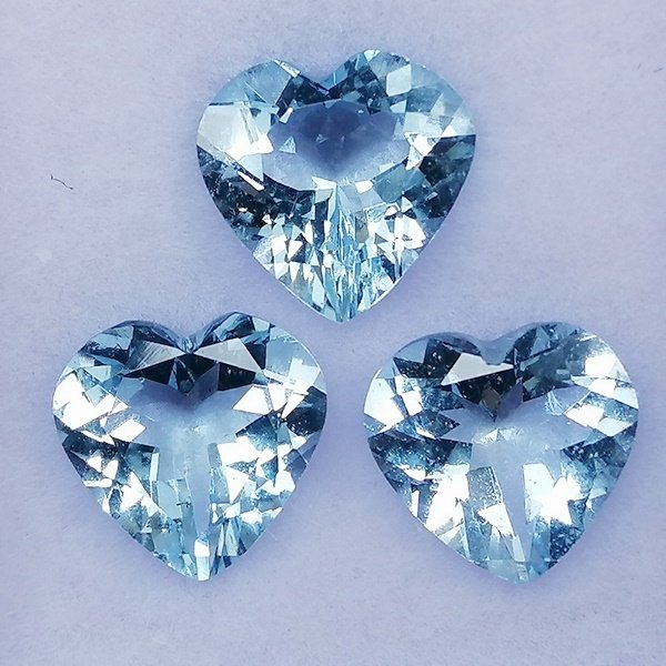3 pcs  Blå Akvamarin  - 3.74 ct - Instituto Gemólogico Español (IGE) - Uden behandling #1.0