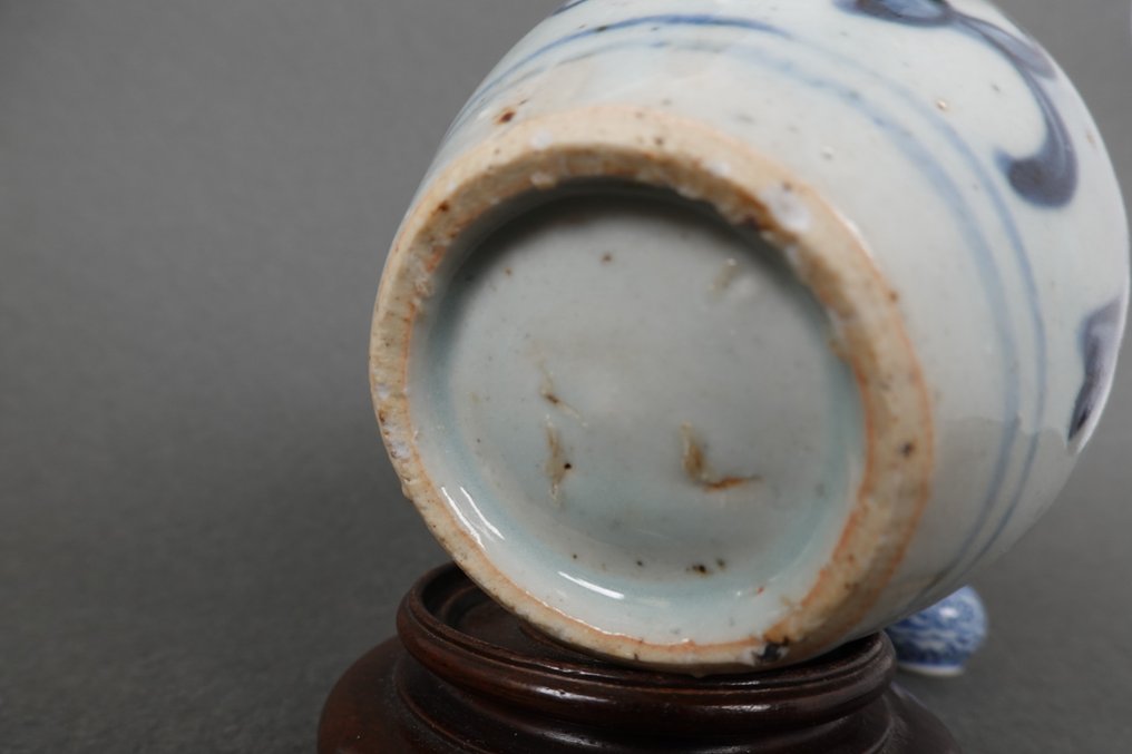 Jiajing (1522-1566) - Jar - Blue and White Ming Dynasty Spherical Vase - Porcelain - Ruyi and Leaf Patterns #4.3