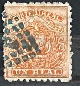 厄瓜多尔 1865/1960 - 厄瓜多尔 1865-1960，MH，已使用，稀有的取消批次，1865年中等尺寸的real和时期内的优质邮票 - Catalog codes: Michel EC 1ax, Stamp Number EC 2, Yvert et Tellier EC 1, Stanley Gibbons EC 1a, #4.3