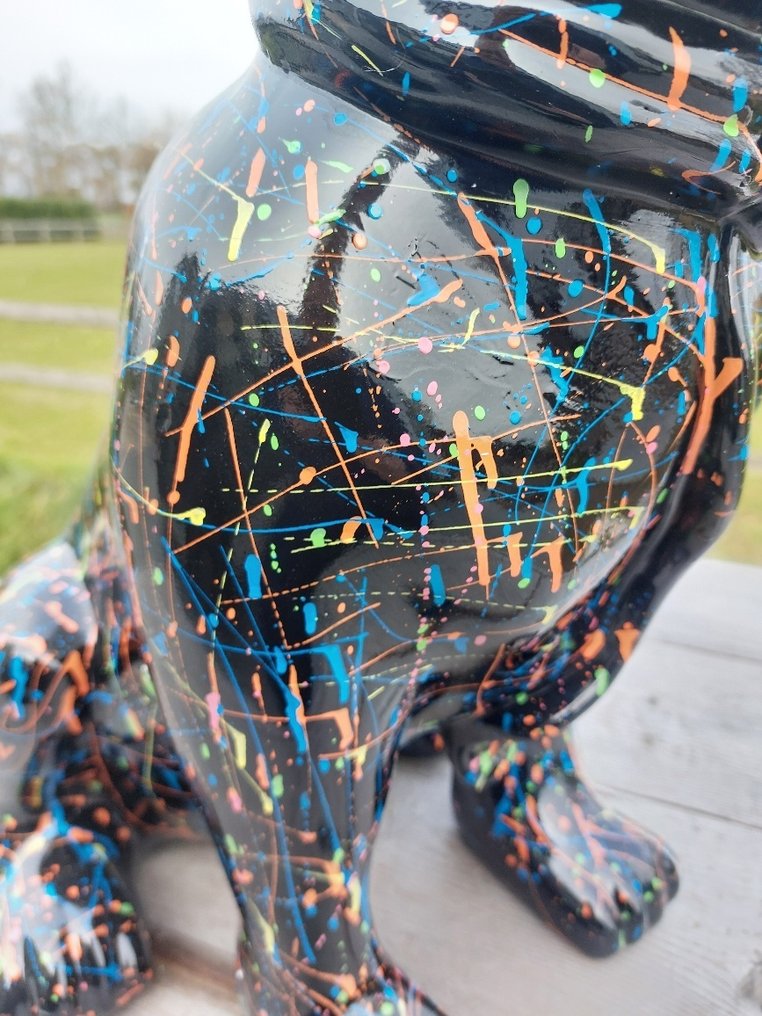 Άγαλμα, funny dog with sunglasses in  black color - 60 cm - polyresin #3.2