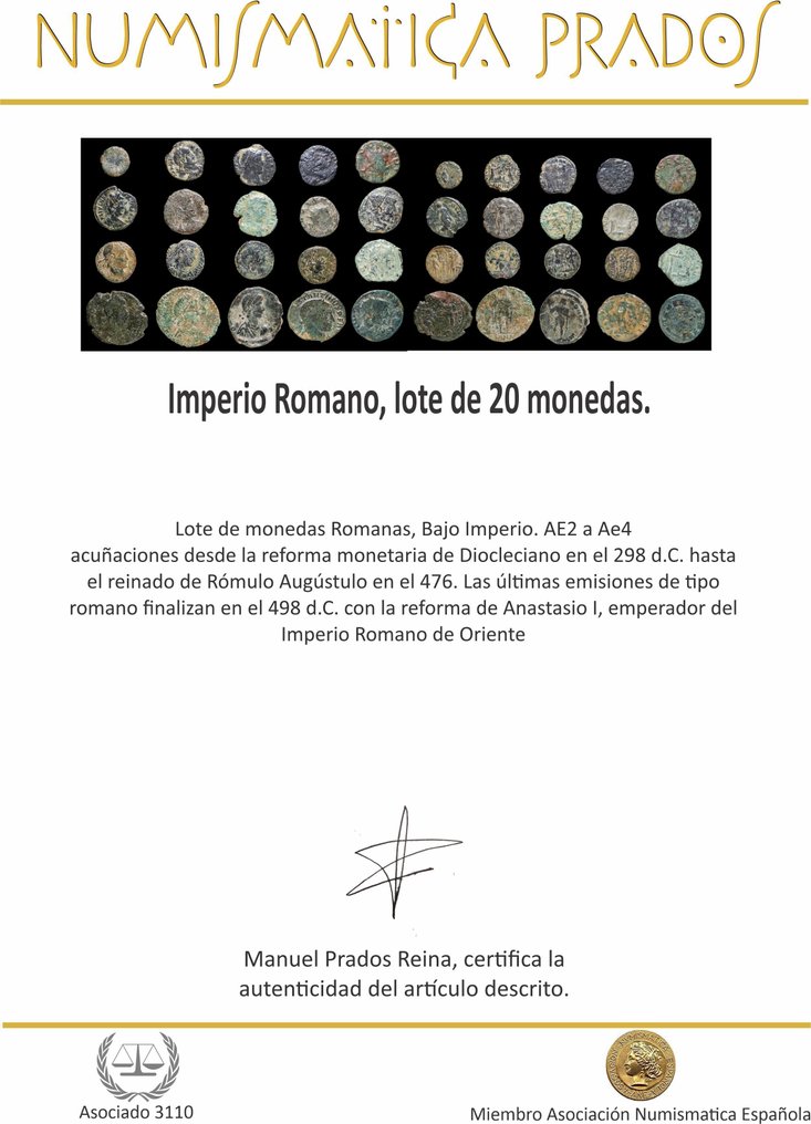 Romarriket Lote 20 monedas Æ acuñadas entre los siglos III - IV d. C. (Ingen mindstepris) #2.1