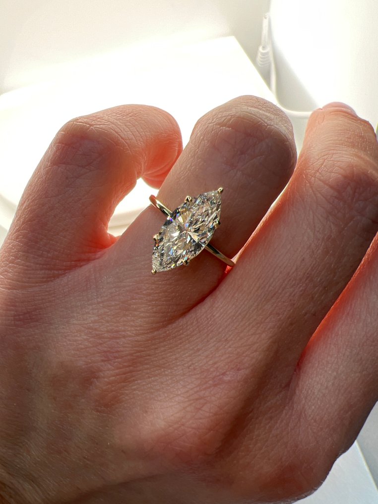 Zonder minimumprijs - Ring - 14 karaat Geel goud - 2.50ct. tw. Diamant (Lab-grown) #4.3