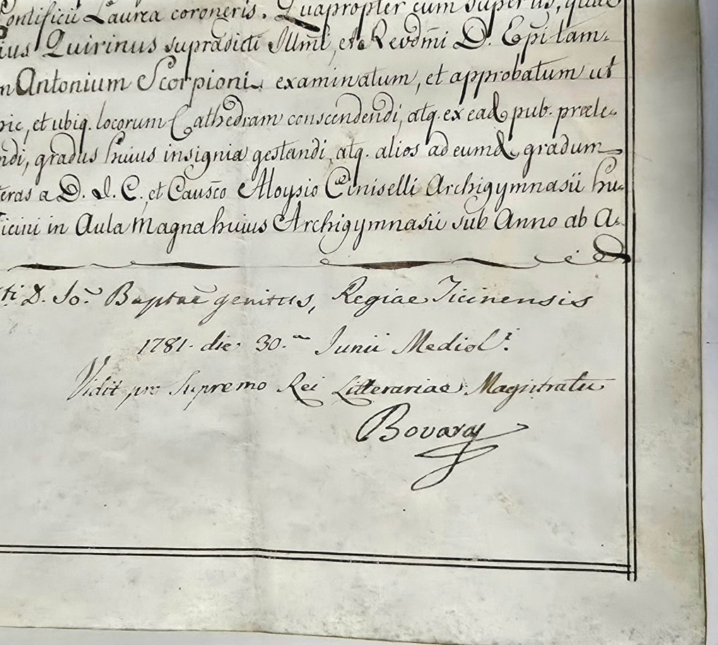 義大利 - 文件 - Laurea Universita' di Pavia - 1781 #3.2