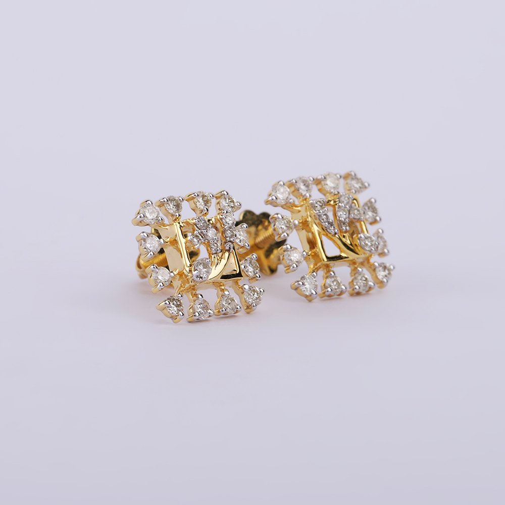 没有保留价 - 小型钉状耳环 - 14K包金 黄金 -  0.57ct. tw. 钻石 (天然) - 黄金钻石耳环 #1.0