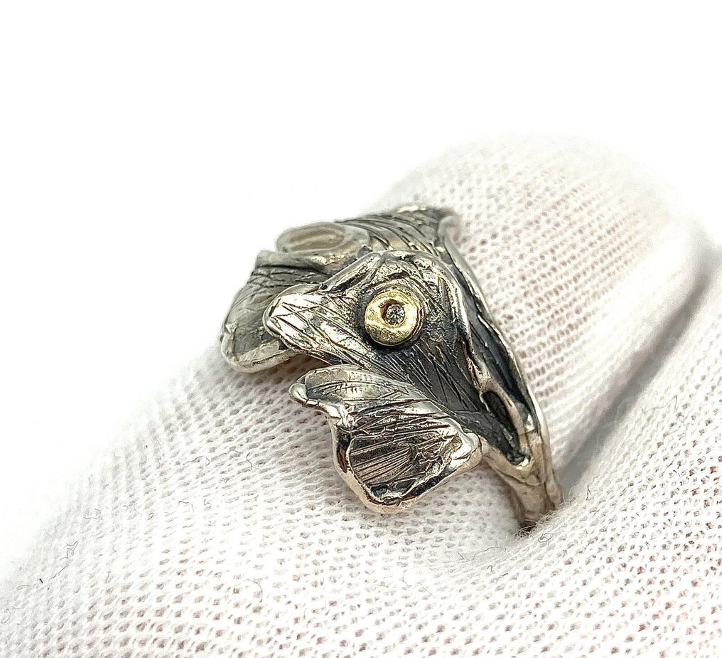 χωρίς τιμή ασφαλείας - Δαχτυλίδι - 18 καράτια Ασημί, Κίτρινο χρυσό Διαμάντι (Φυσικό)  #2.1