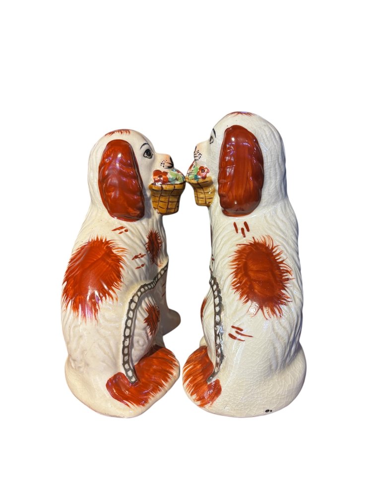 unknow - Φιγούρα - Pair of ceramic spaniel figures holding baskets  (2) - Κεραμικό #3.2