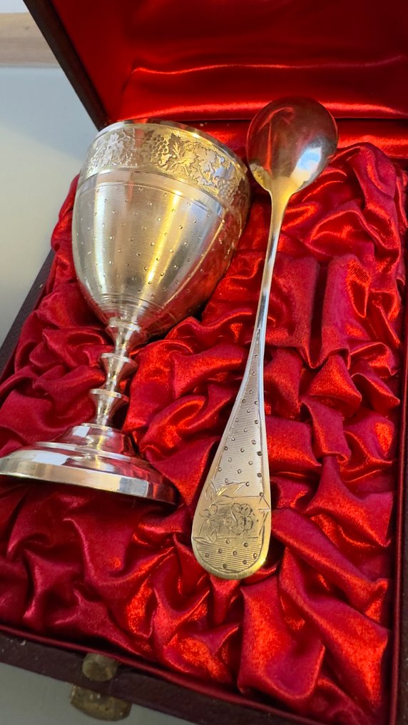 Claude Doutre Roussel, Paris (from 1895) - Eierbecher - .950 Silber - Eierbecher und sein Löffel #2.1