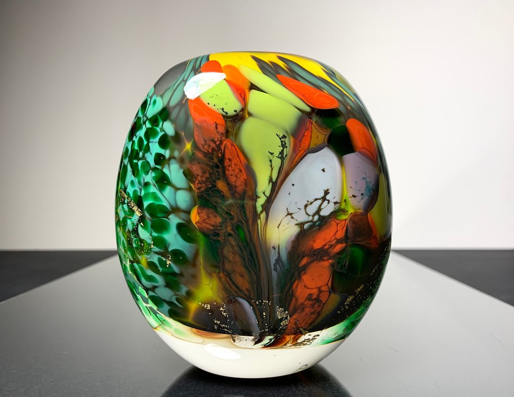 Maxence Parot - Βάζο - Βάζε μοναδικά χρώματα και Χρυσό. - Γυαλί #1.0