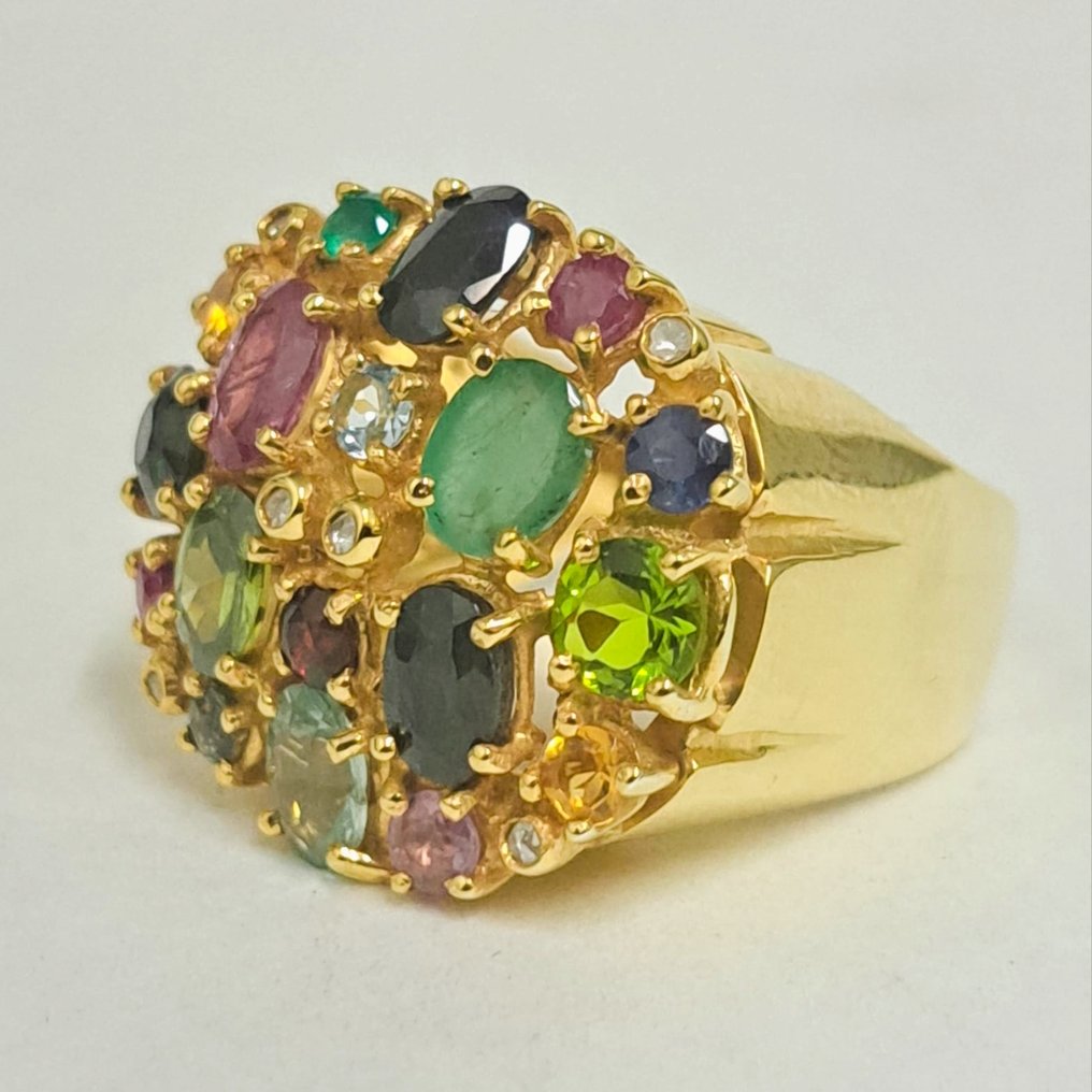 沒有保留價 - 戒指 - 9 節 黃金, 銀 - 4.68ct. tw. 紅寶石 - 鉆石 - Oro9kt,argento925,红宝石 #2.1