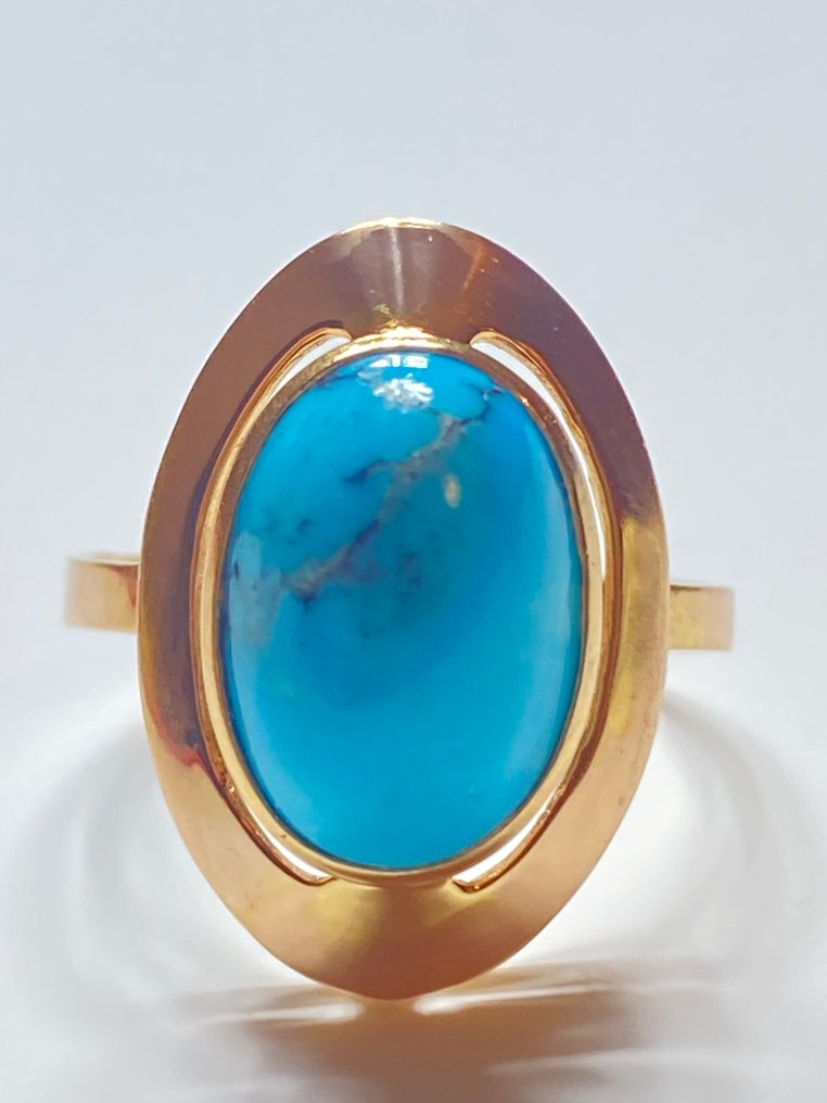 No reserve price - Ring - 18 kt. Yellow gold Turquoise #1.0