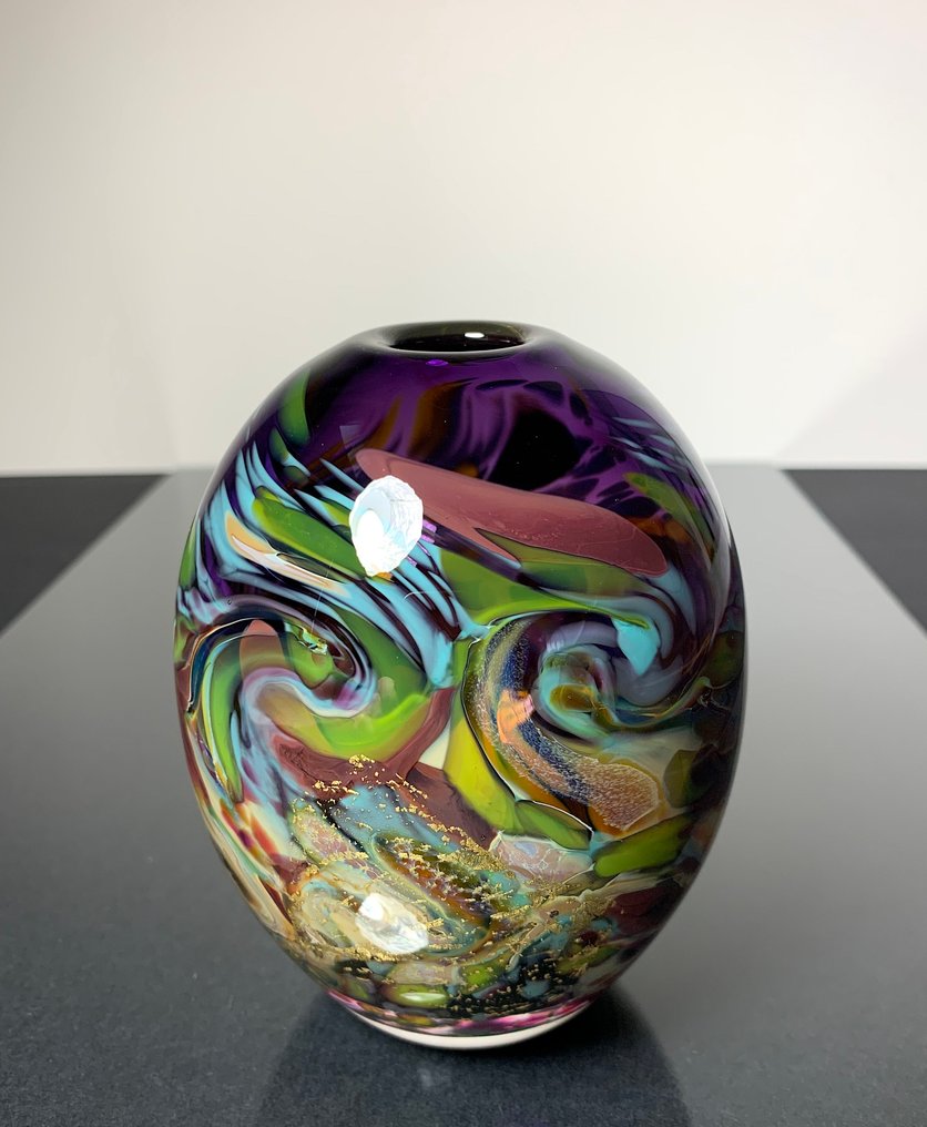 Maxence Parot - Βάζο -  Βάζε μοναδικά χρώματα και Χρυσό.  - Γυαλί #3.2