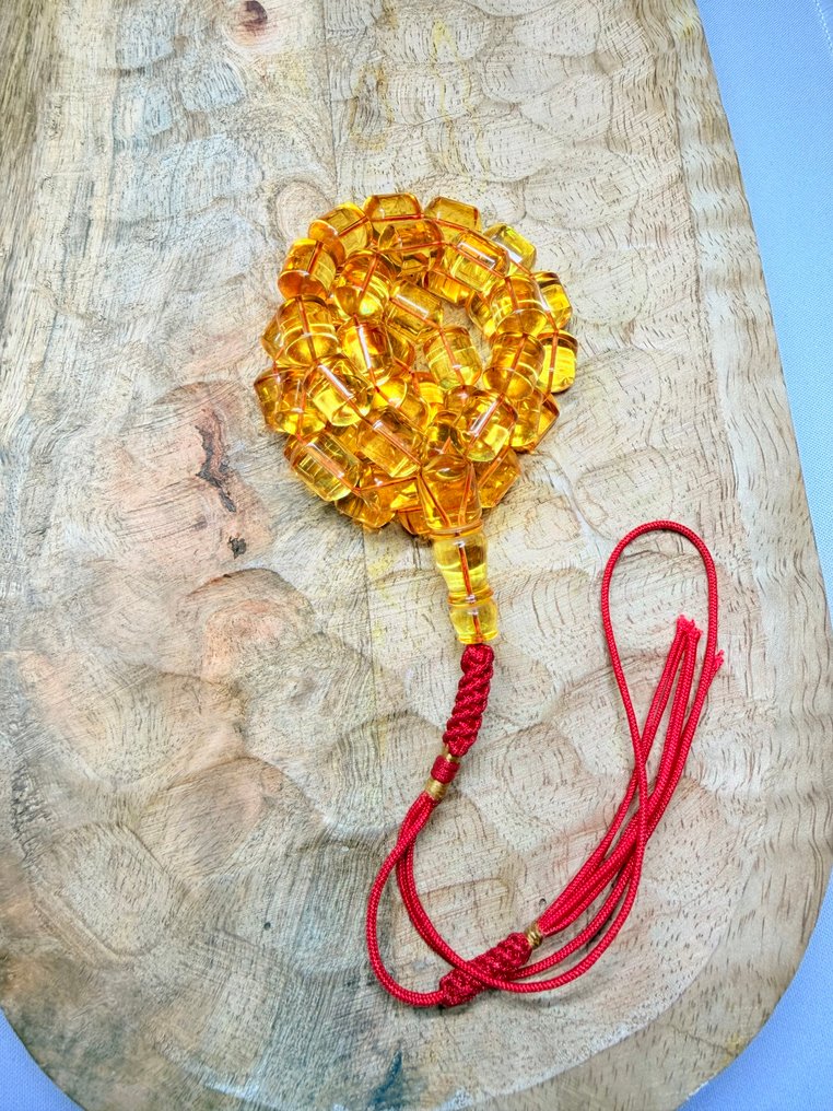 Κεχριμπάρι Βαλτικής - Κεχριμπάρι - Rosary tasbih transparent barrel shaped beads - 63 cm #2.1