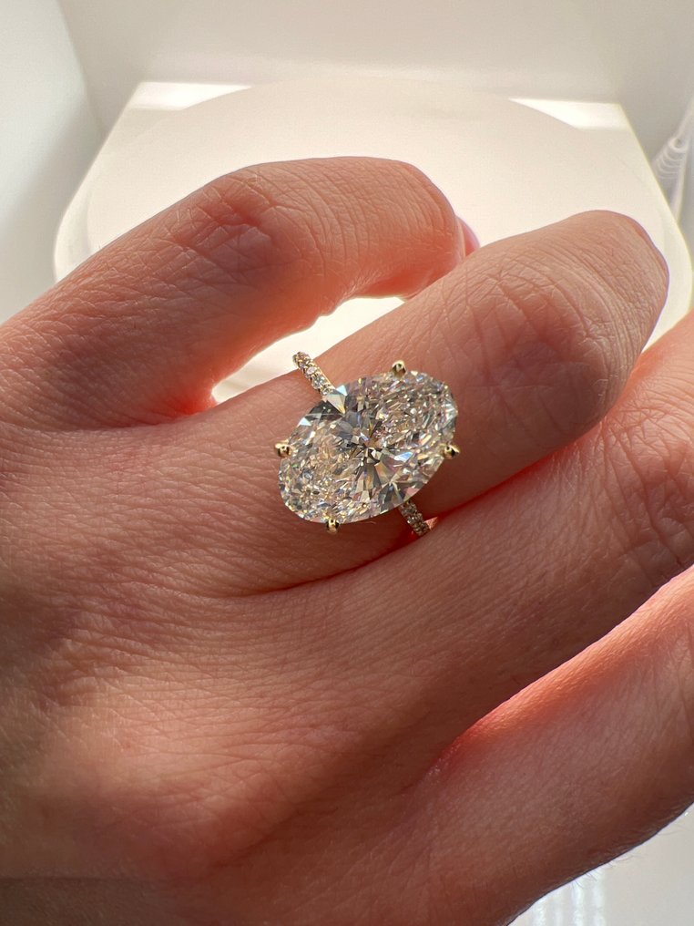 Ring - 14 karaat Geel goud - 5.31ct. tw. Diamant (Lab-grown) - Diamant #4.3