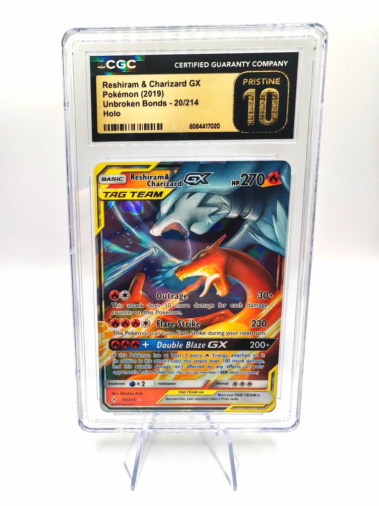 Pokémon - 1 Graded card - Reshiram & Charizard POP 65 ! 20/214 - CGC Pristine 10 - Sun & Moon - Unbroken Bonds #2.1