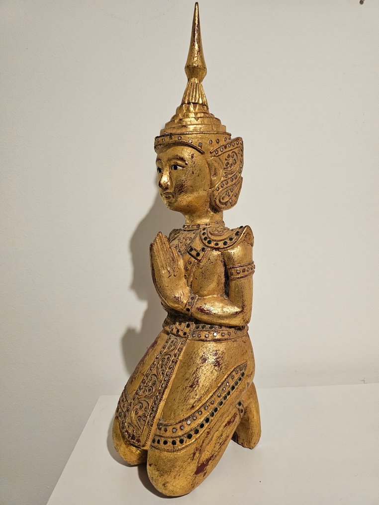 50厘米泰国祈祷雕像 - 木 - 泰国 - Late 20th century #2.1