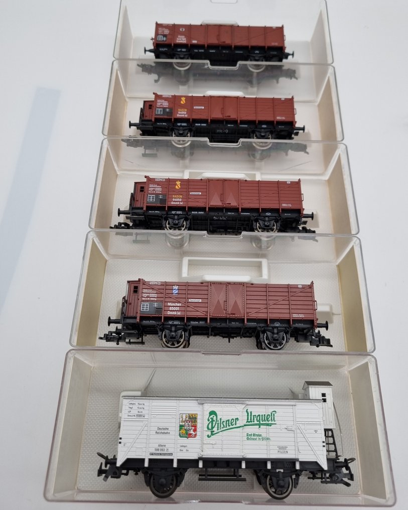 Fleischmann H0 - 5810, 5862, 5863, 5357 - Model train wagon (5) - Goods wagon collection - in top condition! #1.0