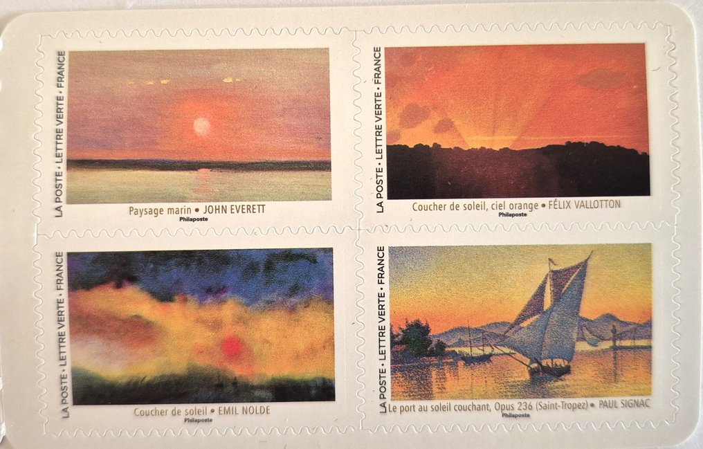 法国  - 10本12张邮票册，绿色信件邮票20克自粘式，永久有效。 - Grand Soleil n° BC2515 #3.2