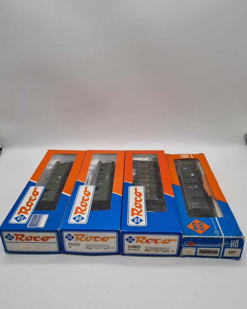 Roco H0 - 45000/44863/4201 - Modell tågvagn (4) - Personbilskonvolut - DB, DRG #1.0