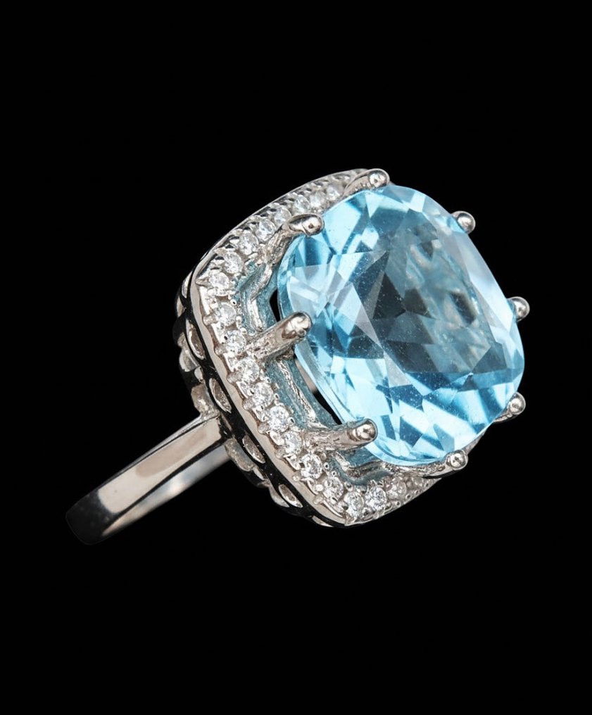 Topaz - Argint, Inel Topaz Albastru „Ocean Ceresc”: Seninitate Absolută și Claritate - Argint 925 - Inel #1.0