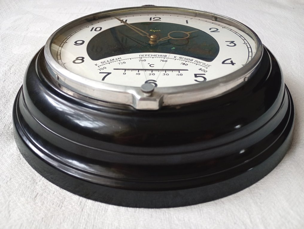 Ρολόι πλοίου, Σταθμός καιρικών συνθηκών καλύβας, 1972. - Serdobsk Horological Factory -   Βακελίτης, Γυαλί, Ορείχαλκος - Τελευταία δεκαετία του 20ού αιώνα #3.2