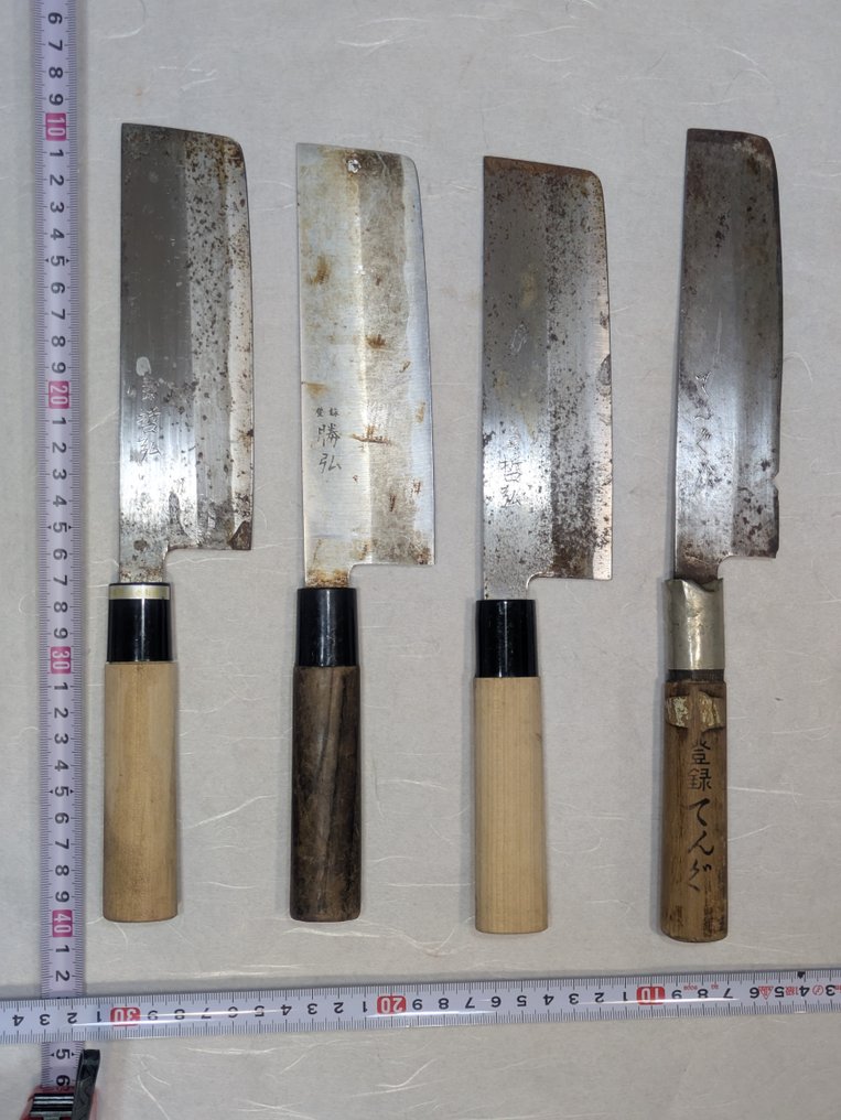 廚刀 - Kitchen knife set - 鐵, 鋼, 木 - 日本 - 传统和食切割刀具铭入・哲弘/勝弘/てんぐ #2.1