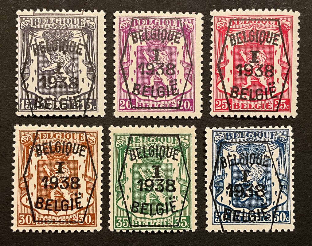 België 1938 - Voorafgestempelde postzegels - 1e serie - I/I/1938 - POSTFRIS - OBP/COB PRE333/338 #2.1