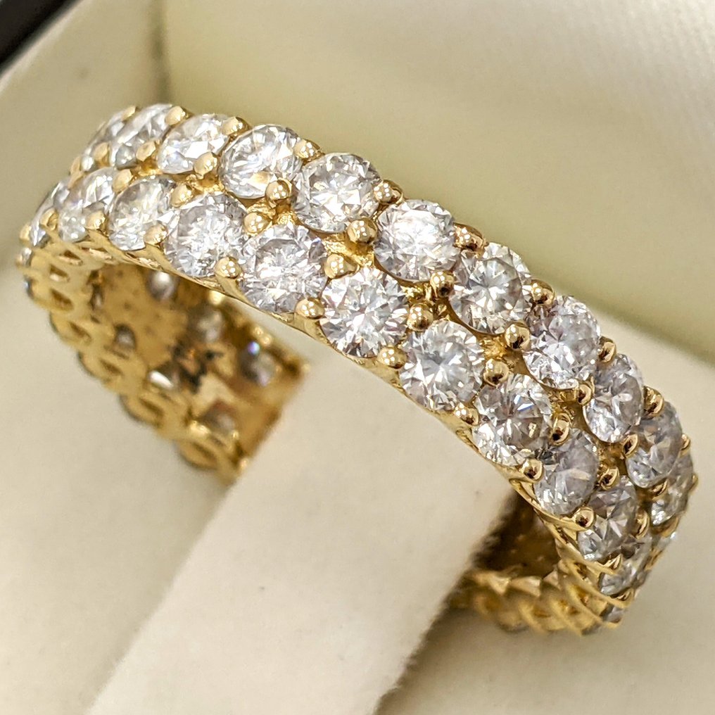 No reserve price - Ring - 14 kt. Yellow gold - 4.00ct. tw. Diamond (Natural coloured) - IGI #1.0