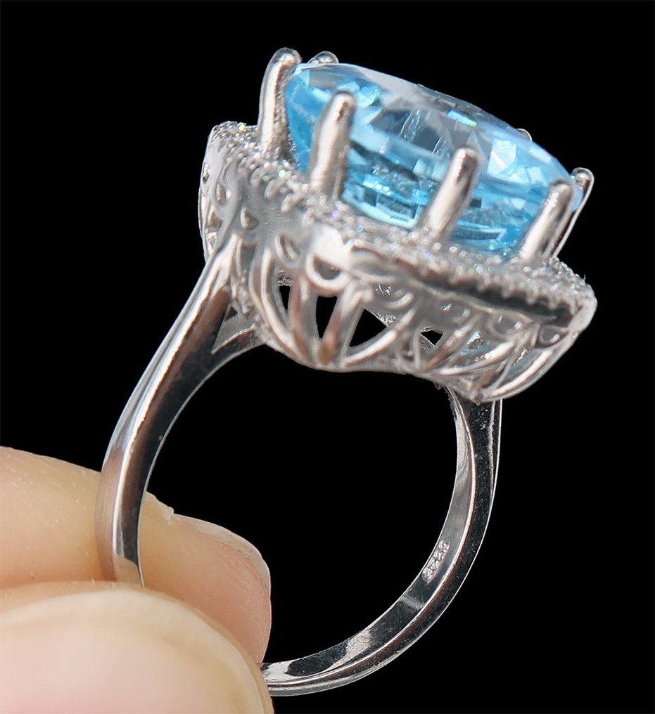 Topaz - Argint, Inel Topaz Albastru „Ocean Ceresc”: Seninitate Absolută și Claritate - Argint 925 - Inel #4.3
