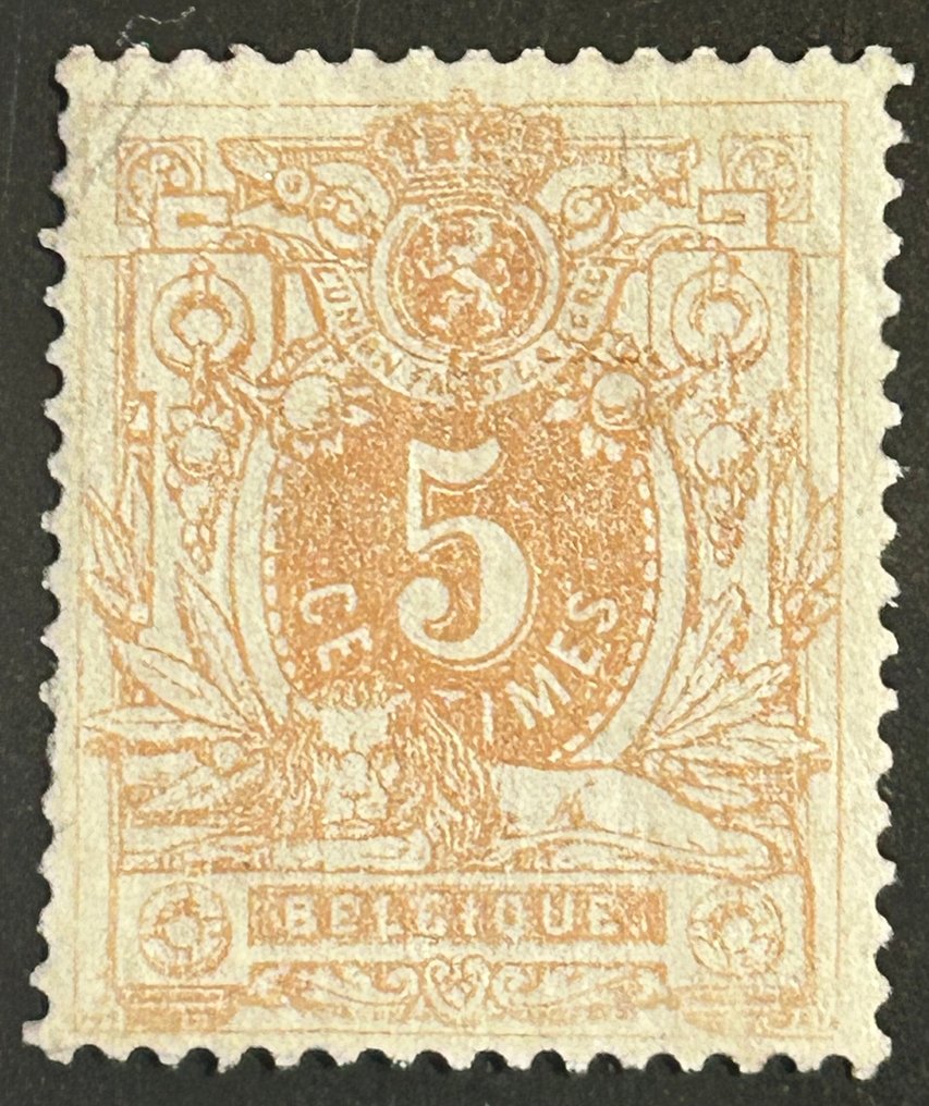 Belgia 1870 - POSTFRIS: Leżący Lew z wartością 5c ochrowo-czerwony - OBP/COB 28 - ZONDER RESERVEPRIJS #1.0