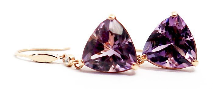 Σκουλαρίκια - 14 καράτια Ροζ χρυσό Αμέθυστος - Διαμάντι #3.2
