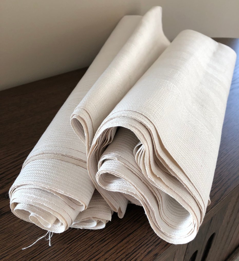纺织品  - 1240 cm - 47 cm - 古董亚麻提花卷 #1.0