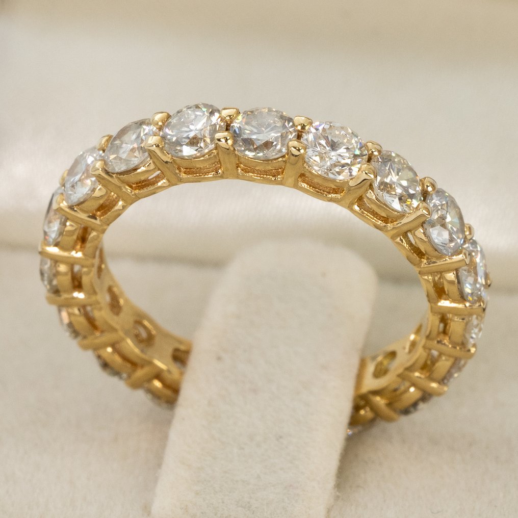 没有保留价 - 戒指 - 18K包金 黄金 -  3.50ct. tw. 钻石 (天然色彩的) - IGI #4.3