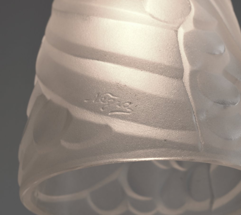 Degué - French art deco pendant light by Degue - a pair - Πολυέλαιος (2) - Γυαλί, νικελωμένο ορείχαλκο και χαλκός #4.3