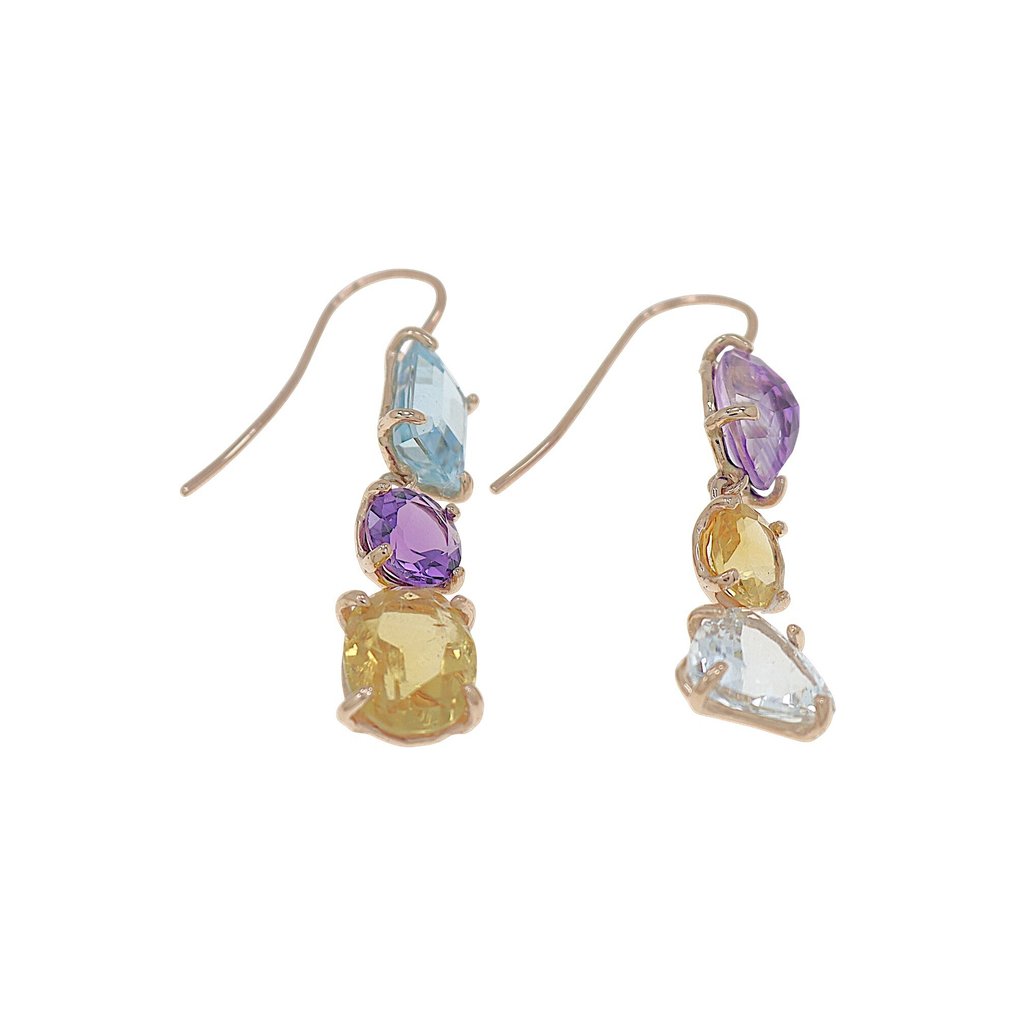 Boucles d'oreilles - 9 carats Or rose -  12.00ct. tw. Aigue-marine - Quartz #1.0