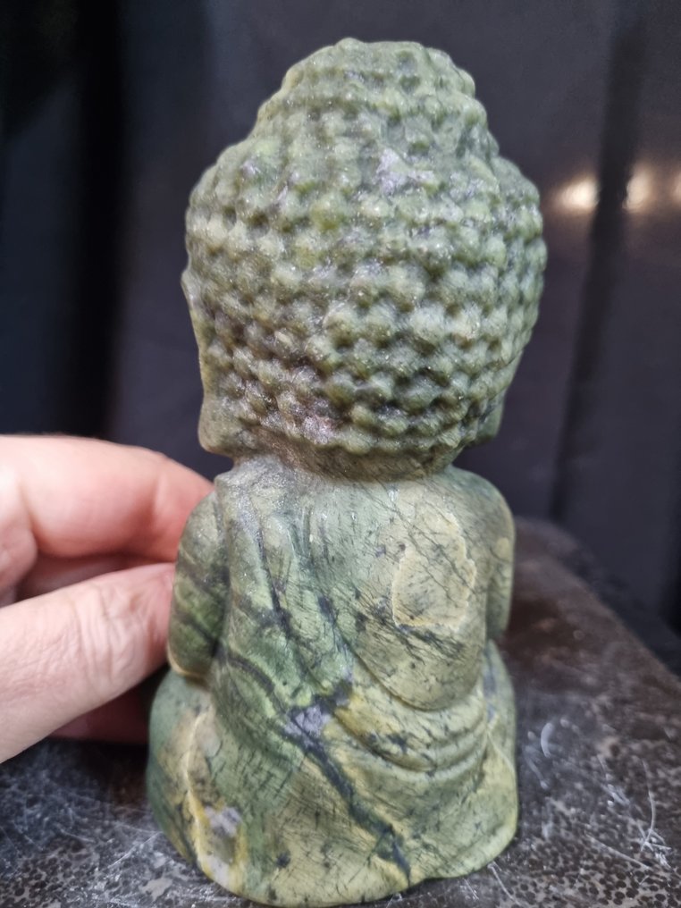 Μεγάλος χαλαζίας Βούδας - Ύψος: 150 mm - Πλάτος: 85 mm- 1004 g #3.2