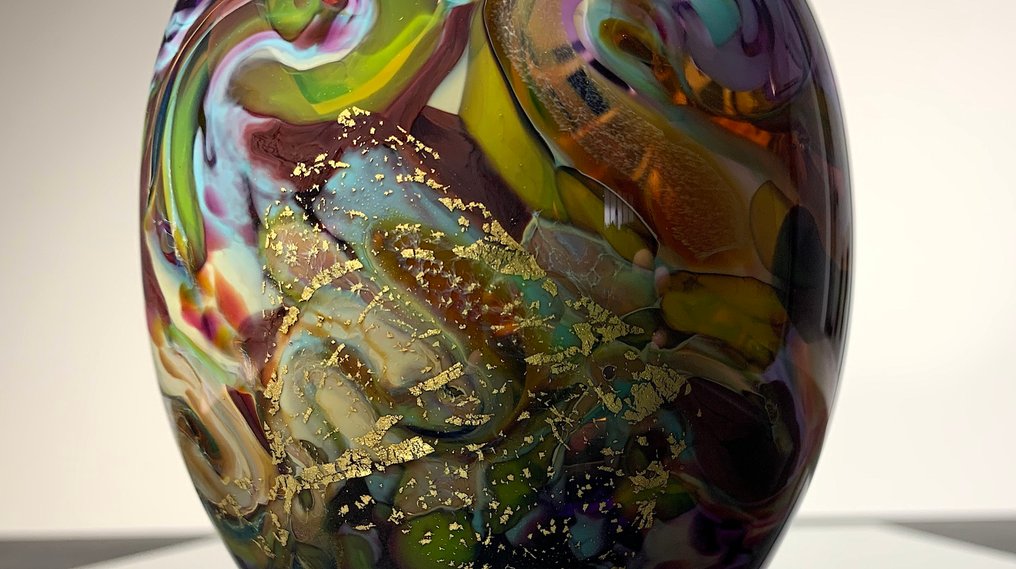 Maxence Parot - Βάζο -  Βάζε μοναδικά χρώματα και Χρυσό.  - Γυαλί #2.1