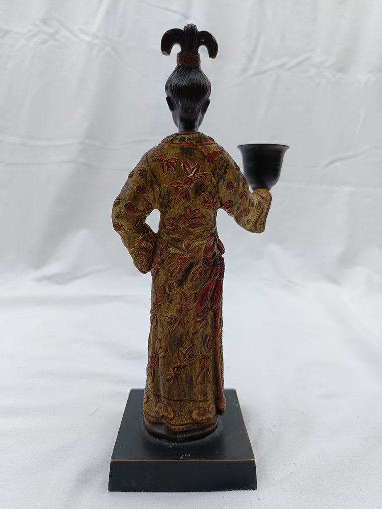 Statuetta - Candelero con figura asiática - Bronzo verniciato a freddo #3.2