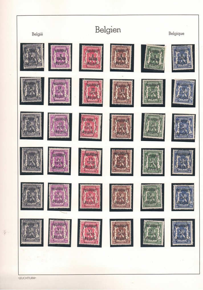 Belgio 1938 - Collezione di préo serie 1 a 16 + alcune serie più piccole allegate. #1.0