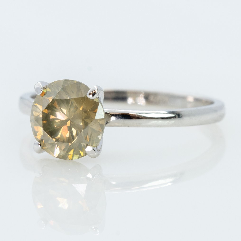 沒有保留價 - 戒指 - 14 克拉 白金 -  1.55ct. tw. 鉆石 (天然彩色) - IGI #1.0