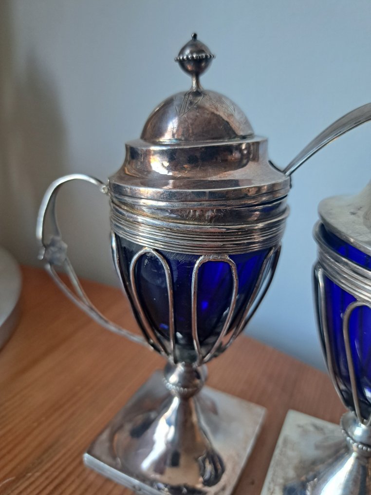 Salt- och pepparkar (2) - .835 silver - Antika senapsburkar #2.1