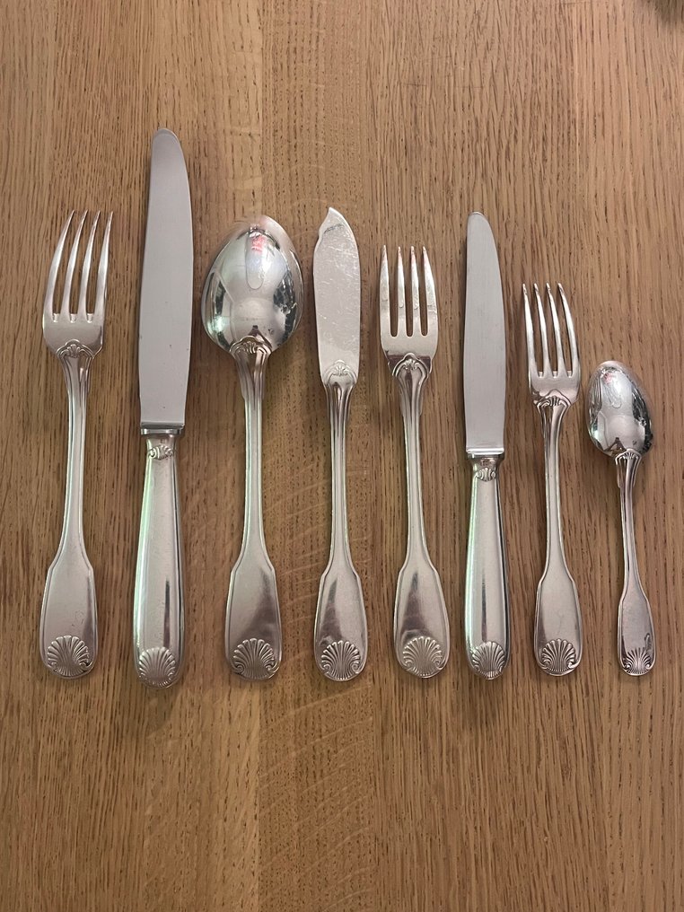Christofle - Cutlery set (54) - Vendôme shell - Silverplated #1.0