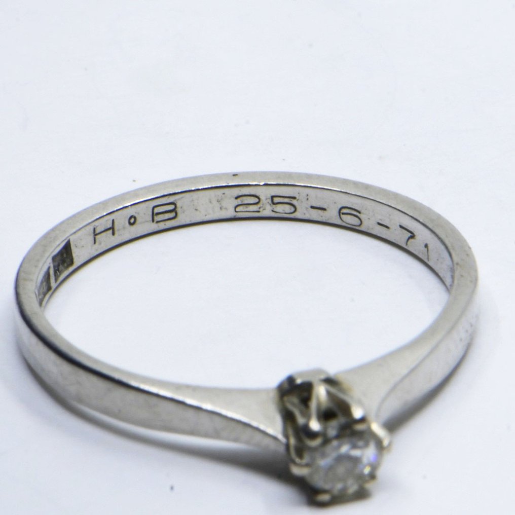 戒指 - 18 克拉 白金 -  0.14ct. tw. 鉆石 (天然)  - 经典订婚戒指 #4.3