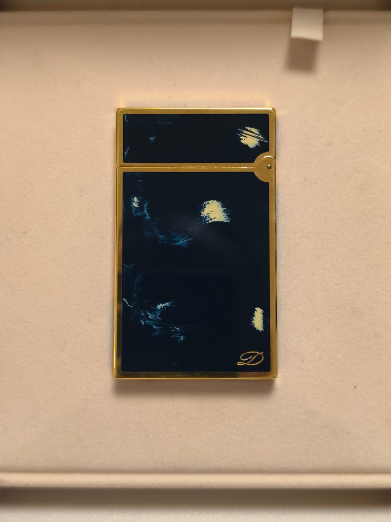 S.T. Dupont - Line 2 - Lighter - Gold plated, Laque de Chine Ocean Blue NEW #4.3