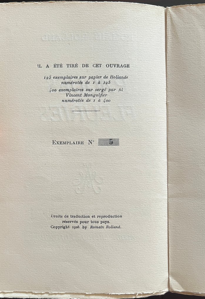 Romain Rolland, - Pâques fleuries, 1st Ed, Nobel Laureate, Limited to 125 Copies on Holland Paper (No. 5) - 1926 #3.2