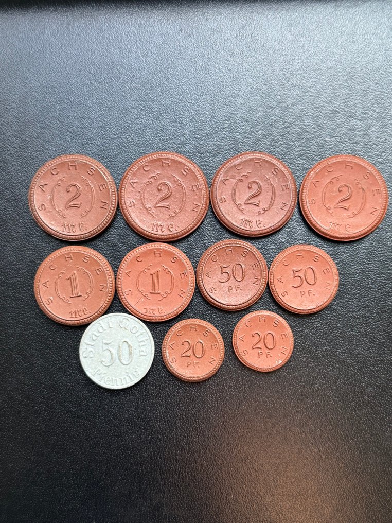 Germany / Free State of Saxony - Collection of 1921 marks made of stoneware.. 1921 (No reserve price) #1.0