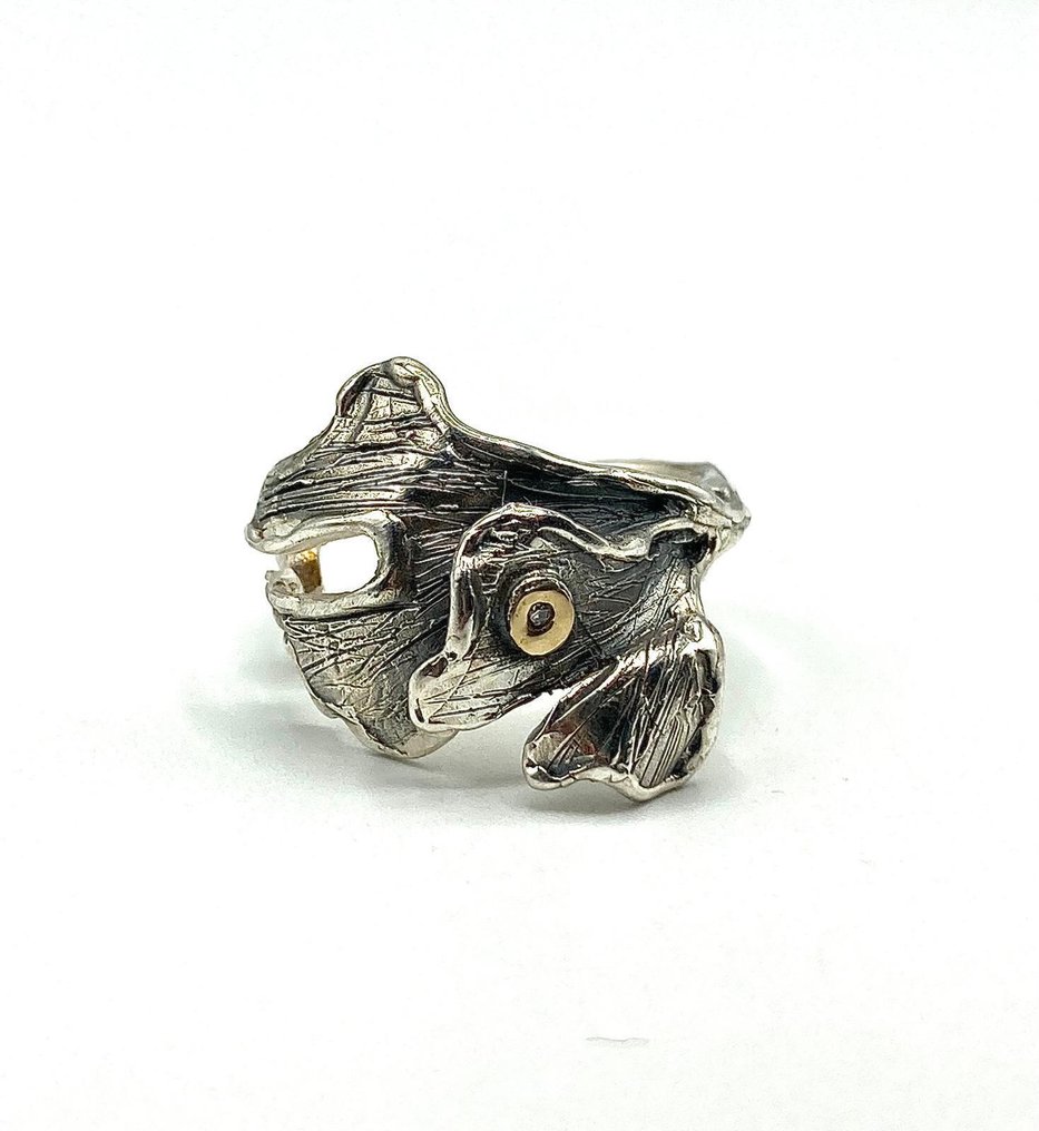 χωρίς τιμή ασφαλείας - Δαχτυλίδι - 18 καράτια Ασημί, Κίτρινο χρυσό Διαμάντι (Φυσικό)  #4.3